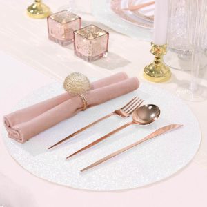 6-Pack Placemats Glitter Design Iridescent Sparkle Round - Non-Slip Decorative Dining Table Mats 13"
