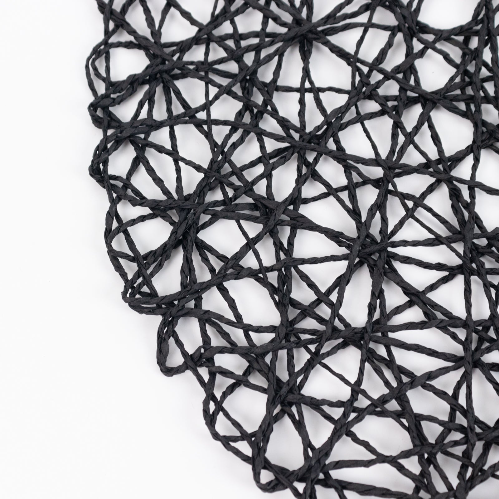 6-Pack Table Placemats Woven Fiber Design Black Round - Disposable Mats for Dining and Events 15"
