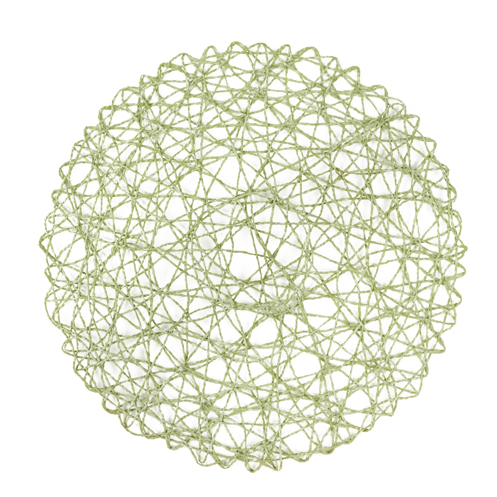 6-Pack Table Placemats Woven Fiber Design Sage Green Round - Disposable Mats for Dining and Events 15"