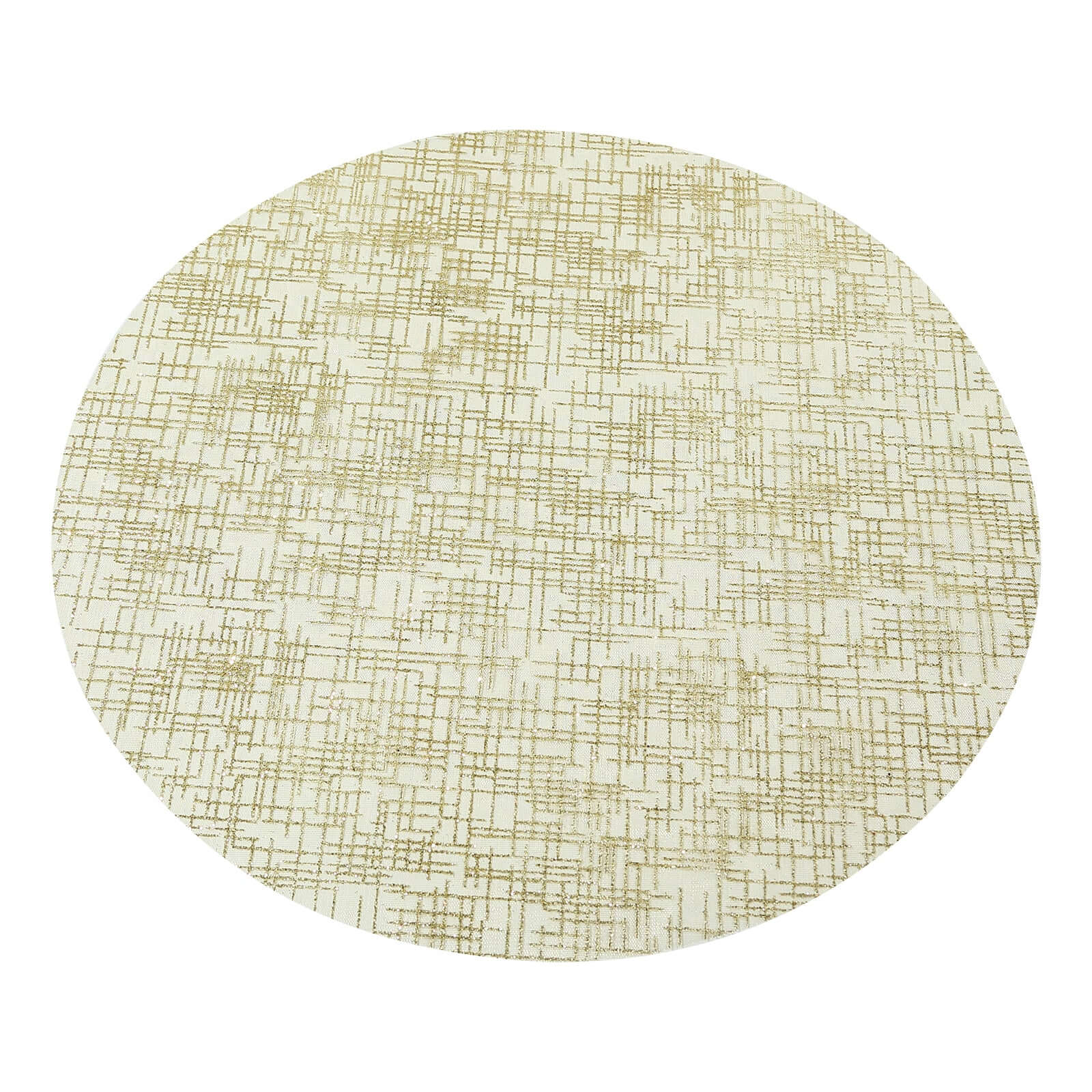 10-Pack Table Placemats Glitter Design Metallic Gold Round - Mesh Polyester Disposable Mats 13"