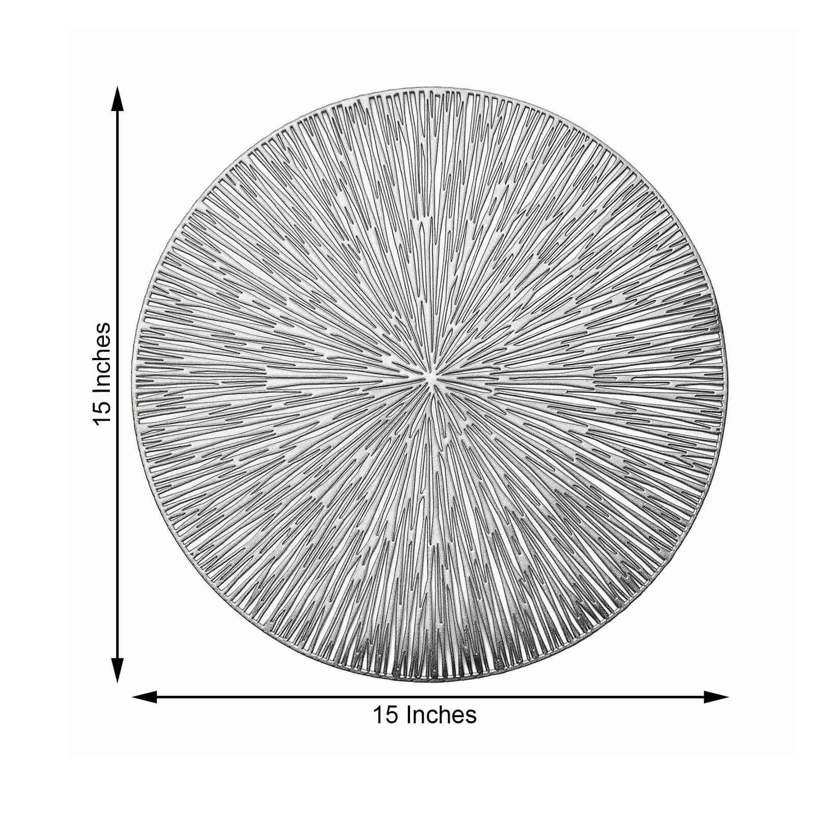 6-Pack Dining Table Mats Spiked Design Silver - Vinyl Non-Slip Surface with Modern Appeal 15"