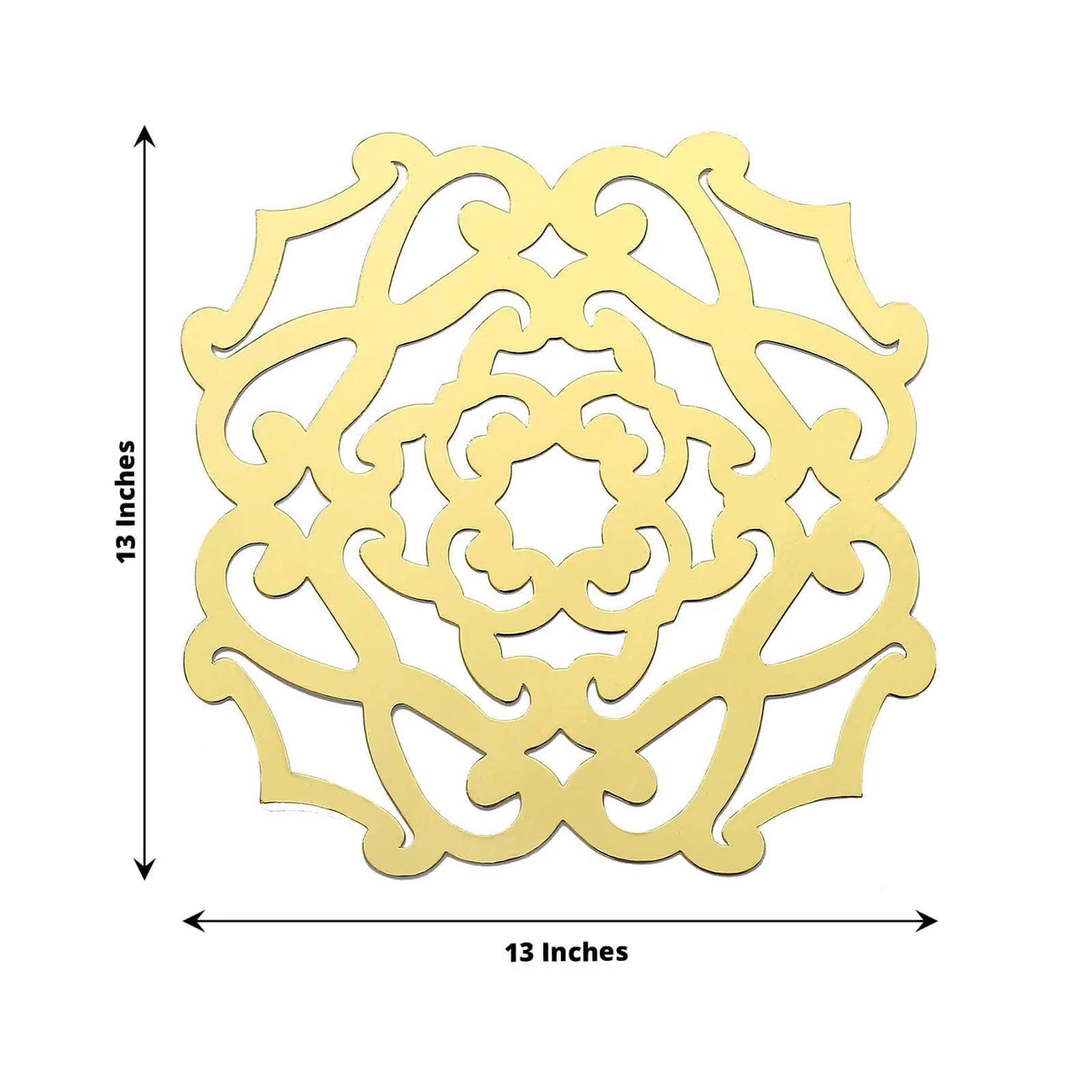 6-Pack Disposable Table Placemats in Metallic Gold Laser Cut Flower Design - 700GSM Cardboard Placemats for Glamorous Table Settings 13"