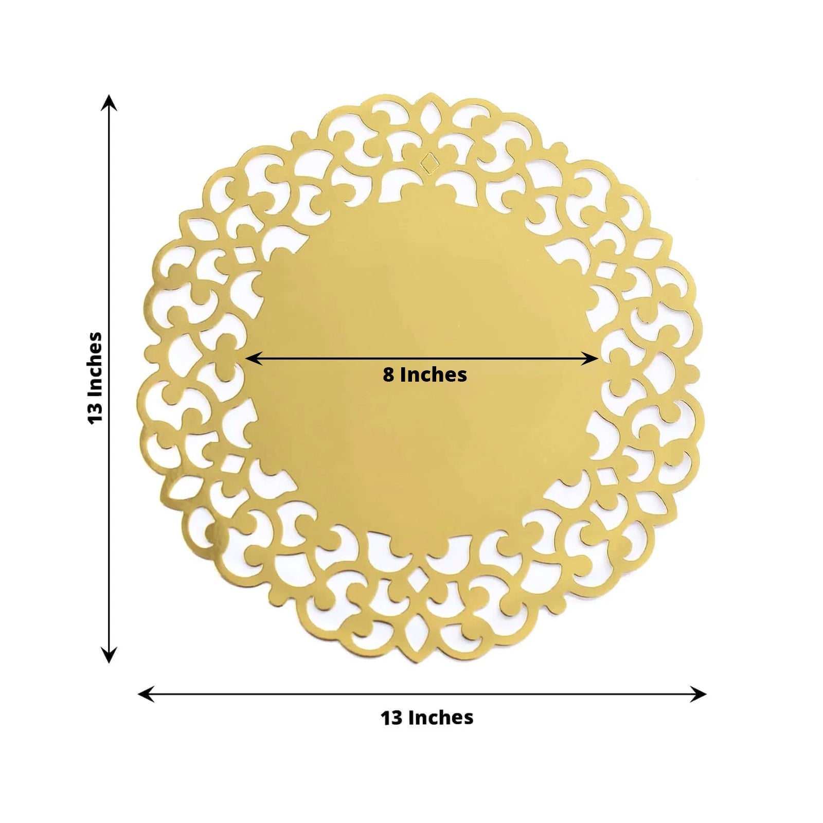6-Pack Disposable Table Placemats in Metallic Gold with Laser Cut Floral Rim - 400GSM Cardboard Placemats for Glamorous Table Settings 13"