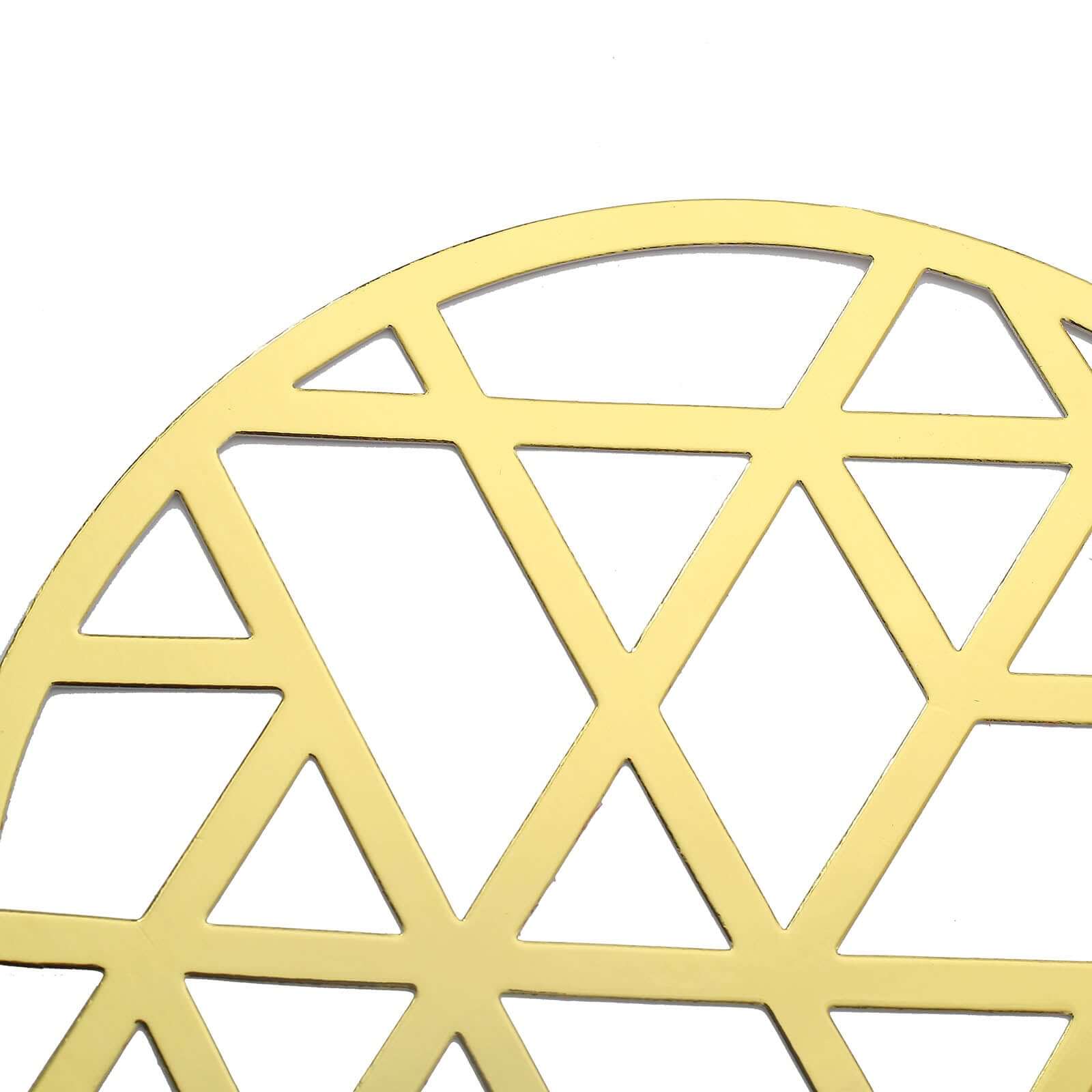 6-Pack Disposable Table Placemats in Metallic Gold Laser Cut Geometric Triangle Design - 700GSM Cardboard Placemats for Glamorous Table Settings 13"