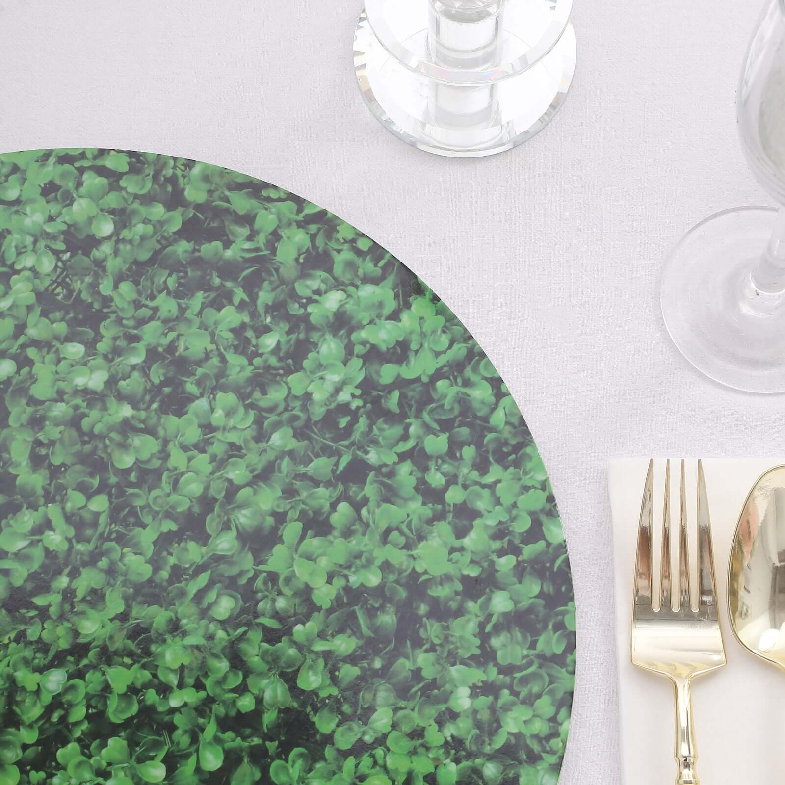 6-Pack Disposable Table Placemats in Green Boxwood Leaf Print - 700GSM Cardboard Placemats for Forest & Garden Theme Party Decor 13"